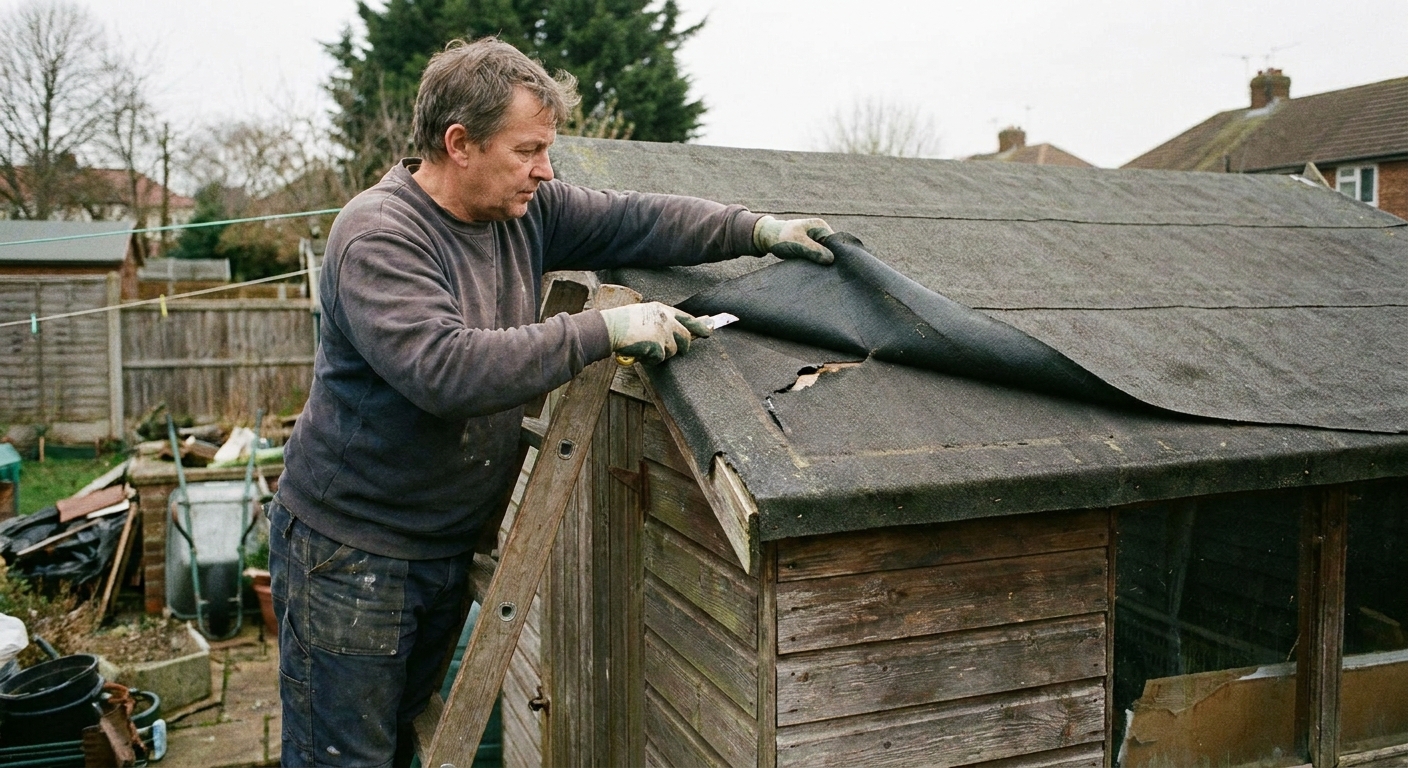 Inspecting shed roof felt
