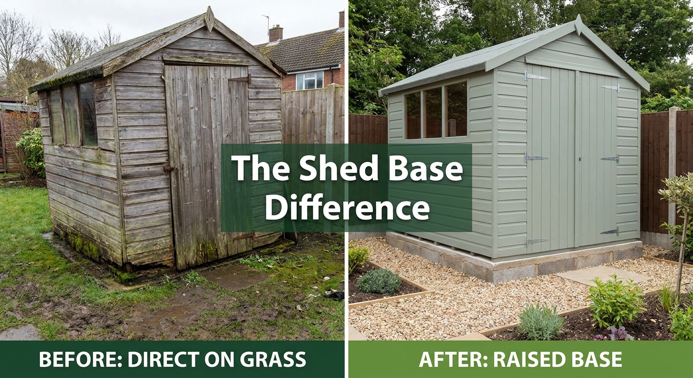 Comparison of sheds with and without a proper base